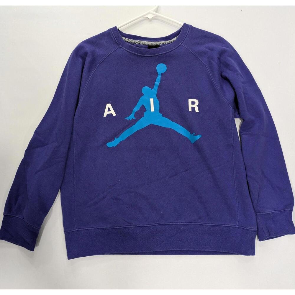 Youth Nike Air Jordan Navy Blue Long Sleeve Pullover Sweater Big Logo Size XL